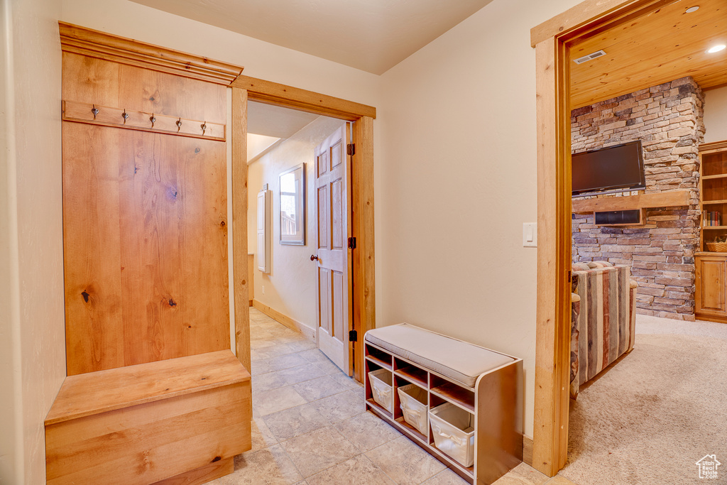 Mudroom with recessed lighting