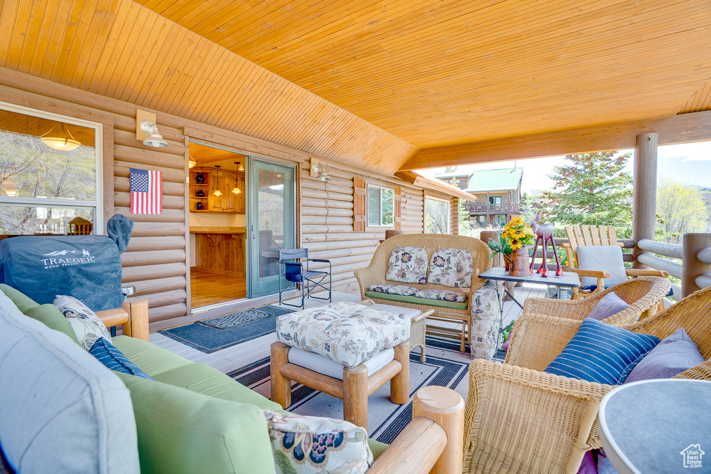 View of patio / terrace featuring outdoor lounge area and covered porch