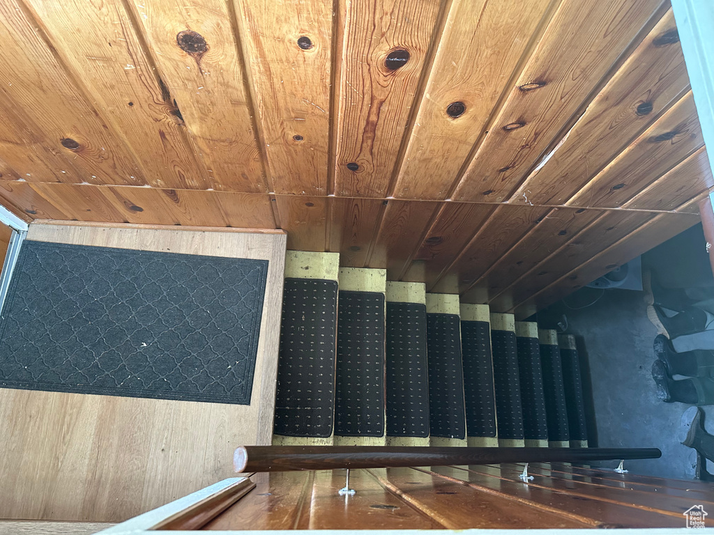 Detailed view of wood ceiling