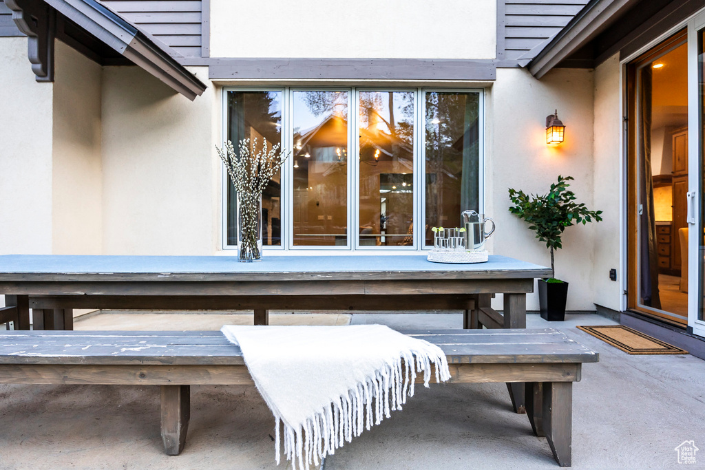 Exterior view of stucco siding
