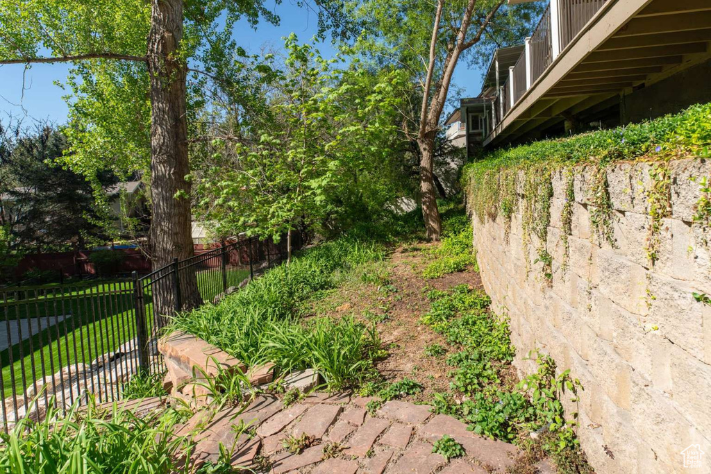 View of yard with fence