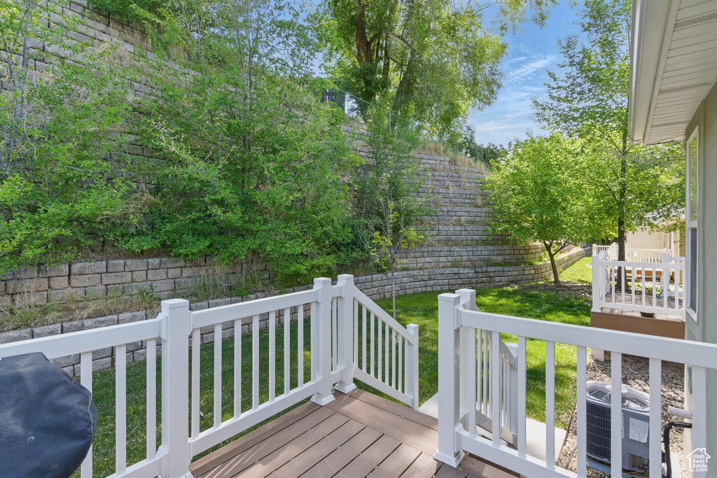 Wooden deck featuring central AC