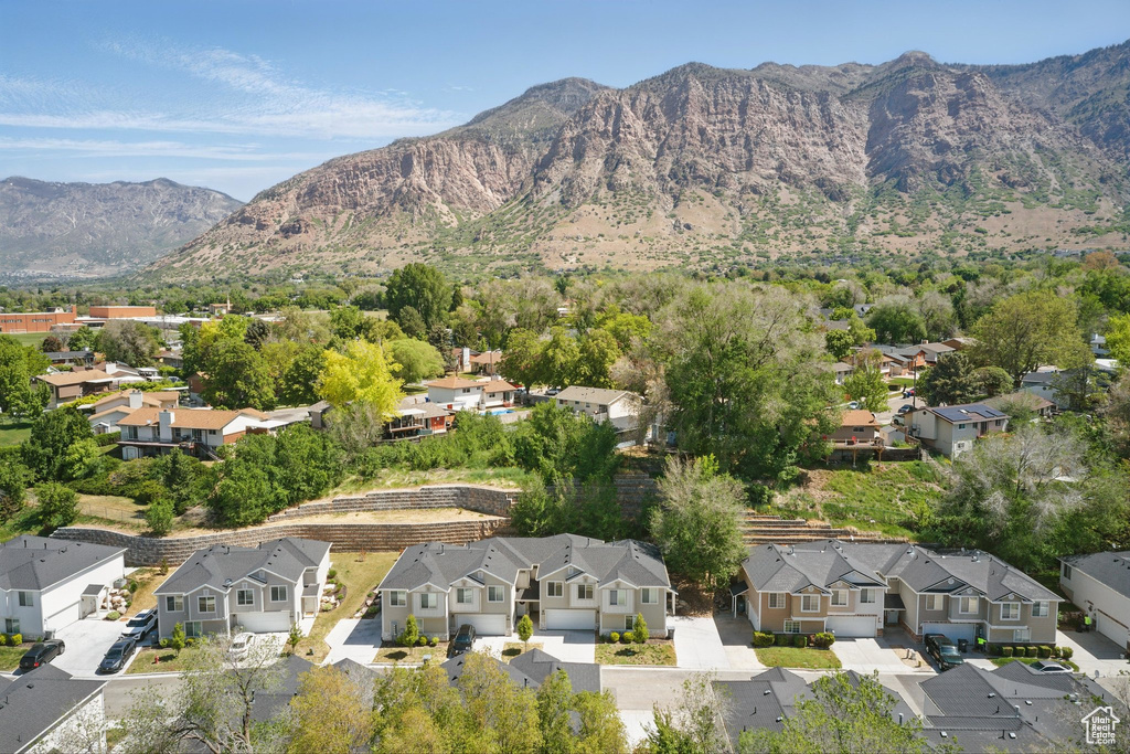 View of mountain background with nearby suburban area