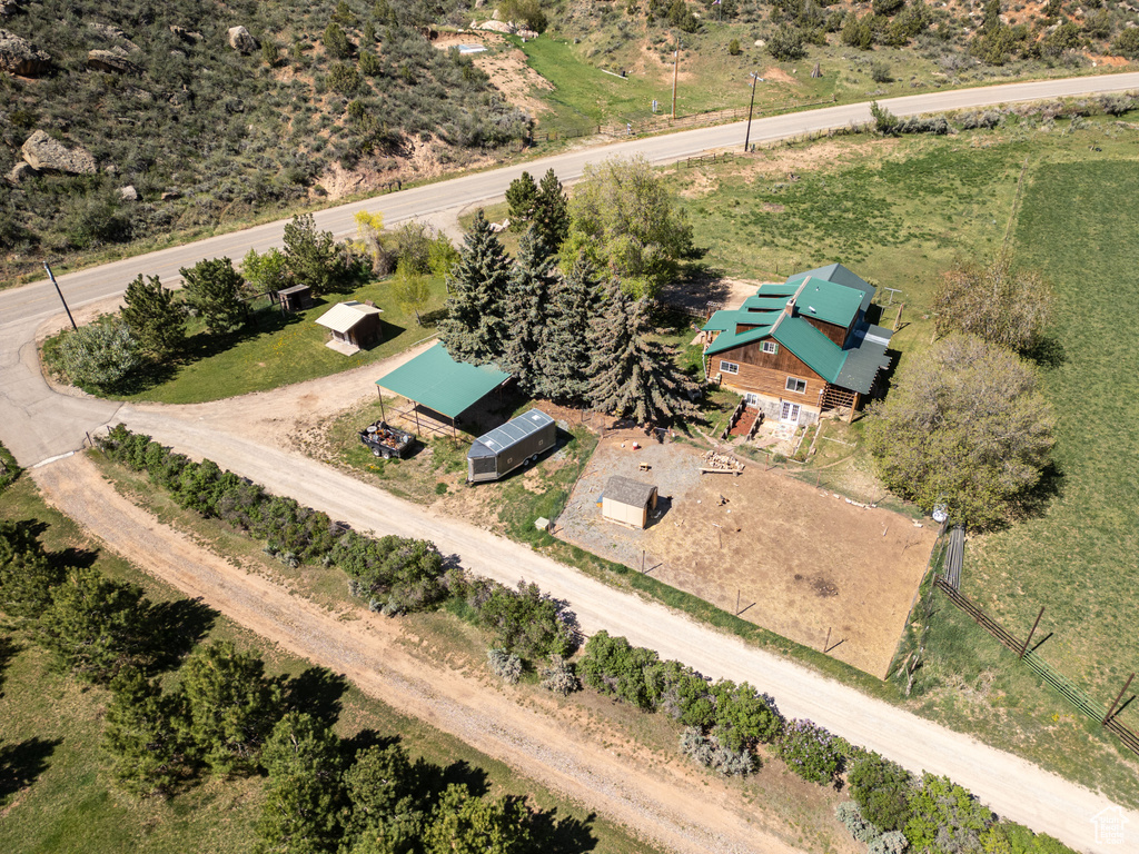 Aerial view of sparsely populated area