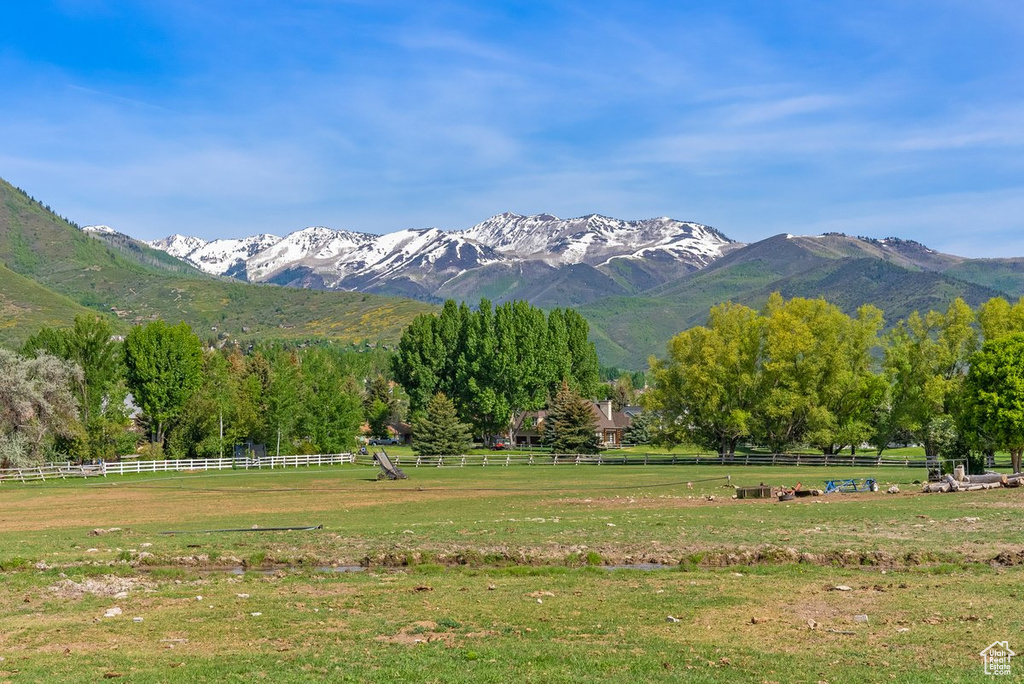 View of mountain background with rural landscape