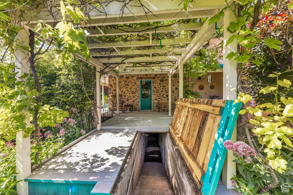 View of patio featuring a pergola