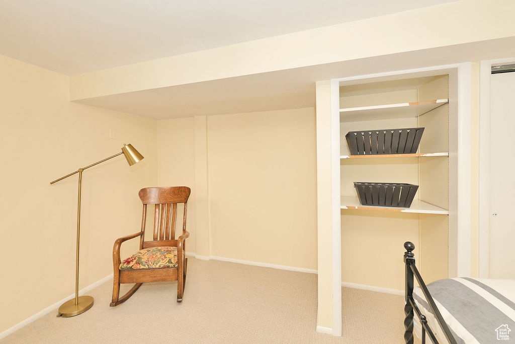 Unfurnished room with carpet flooring and baseboards