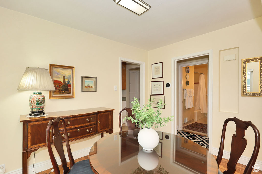 Dining room featuring a desk