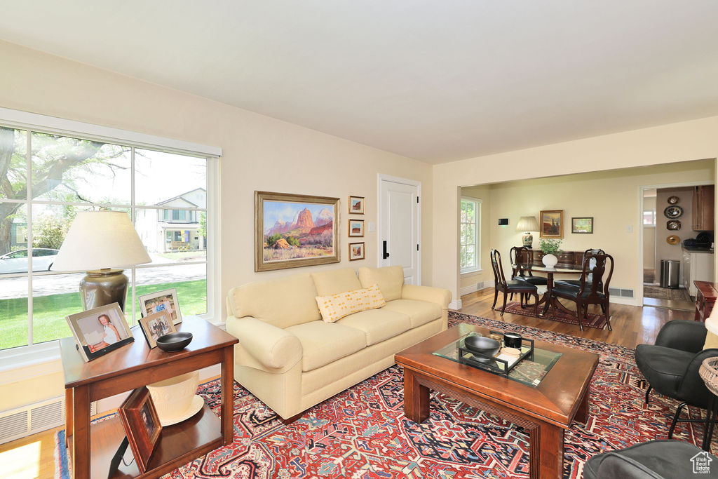 Living room featuring wood finished floors