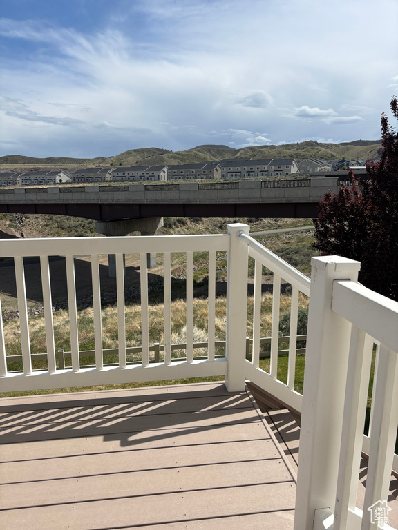 Balcony with a mountain view