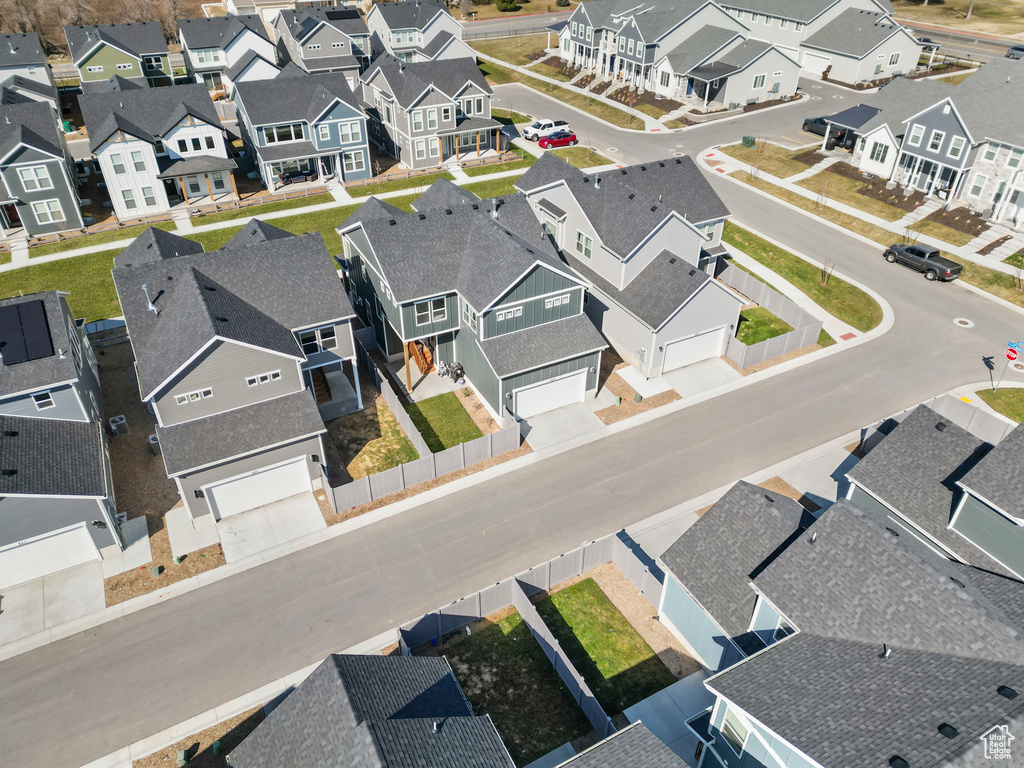 Aerial perspective of suburban area