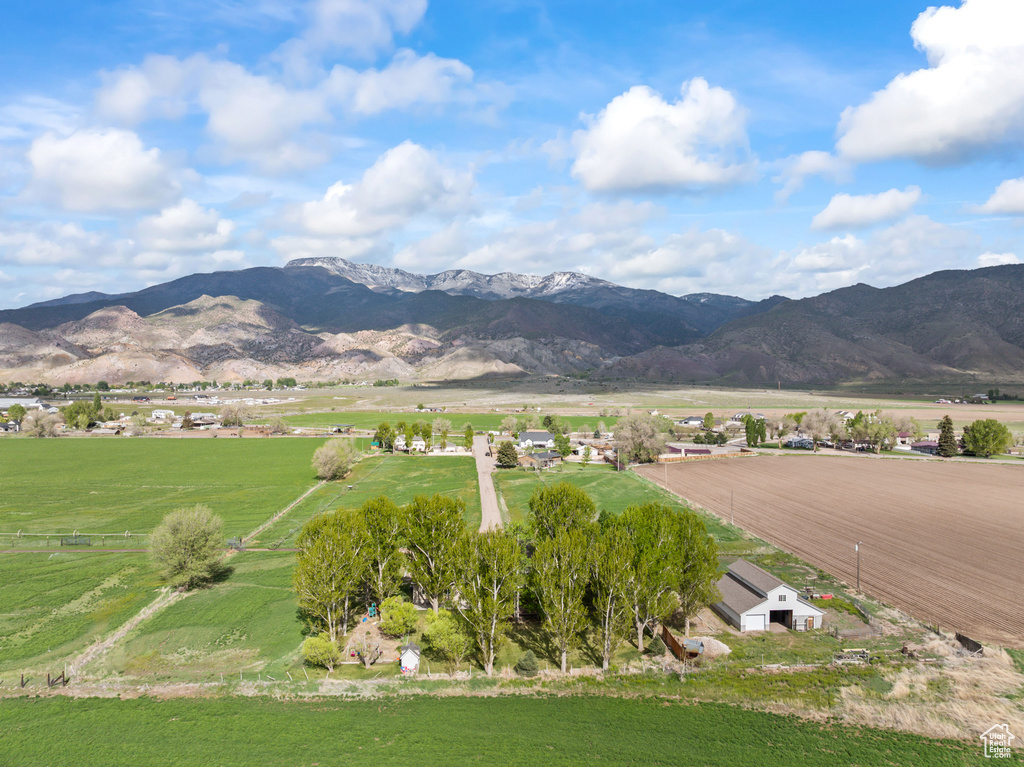 View of mountain backdrop featuring rural landscape