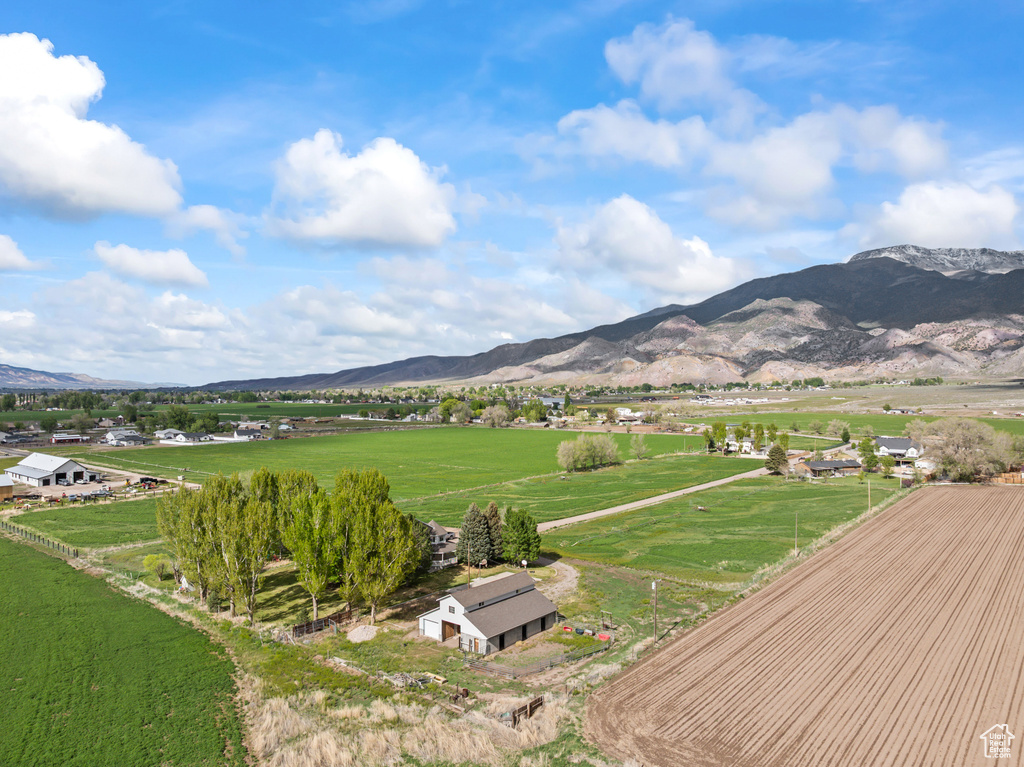 View of mountain background featuring rural landscape