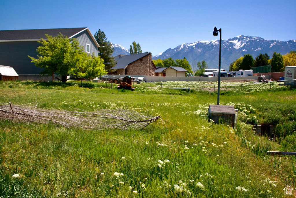 View of yard with a mountain view
