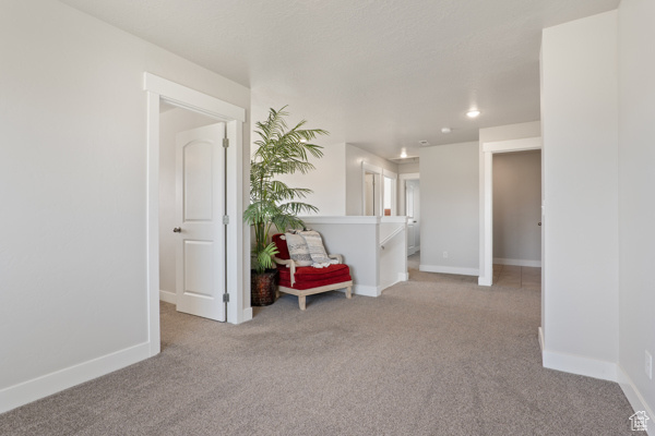 Unfurnished room featuring carpet and baseboards