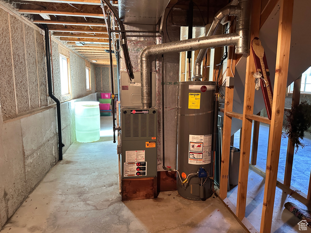 Utilities with strapped water heater