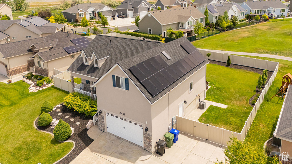 Aerial perspective of suburban area
