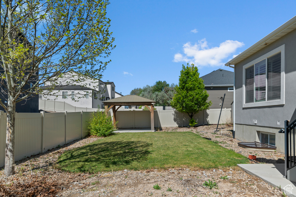 View of yard featuring a gazebo
