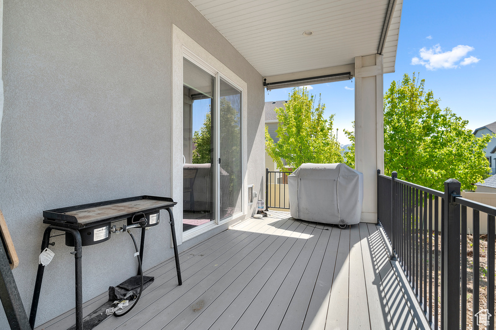 Deck featuring grilling area