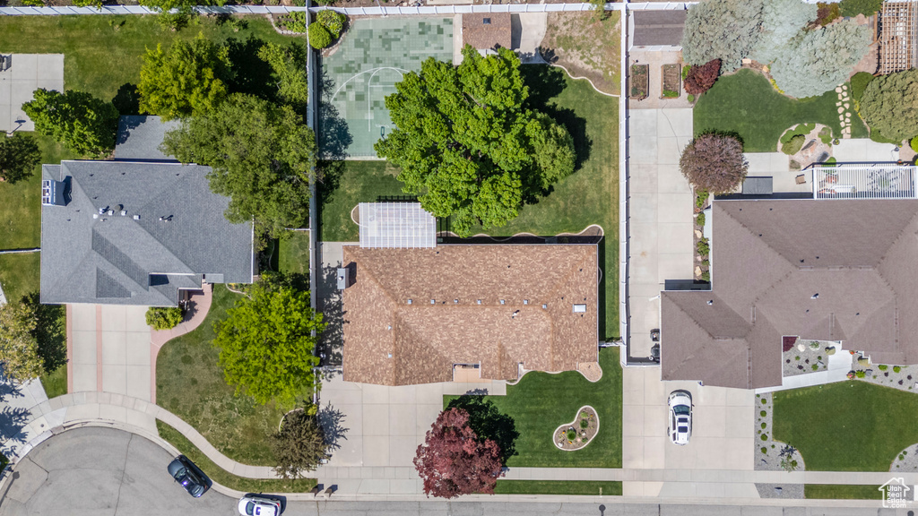 Aerial perspective of suburban area