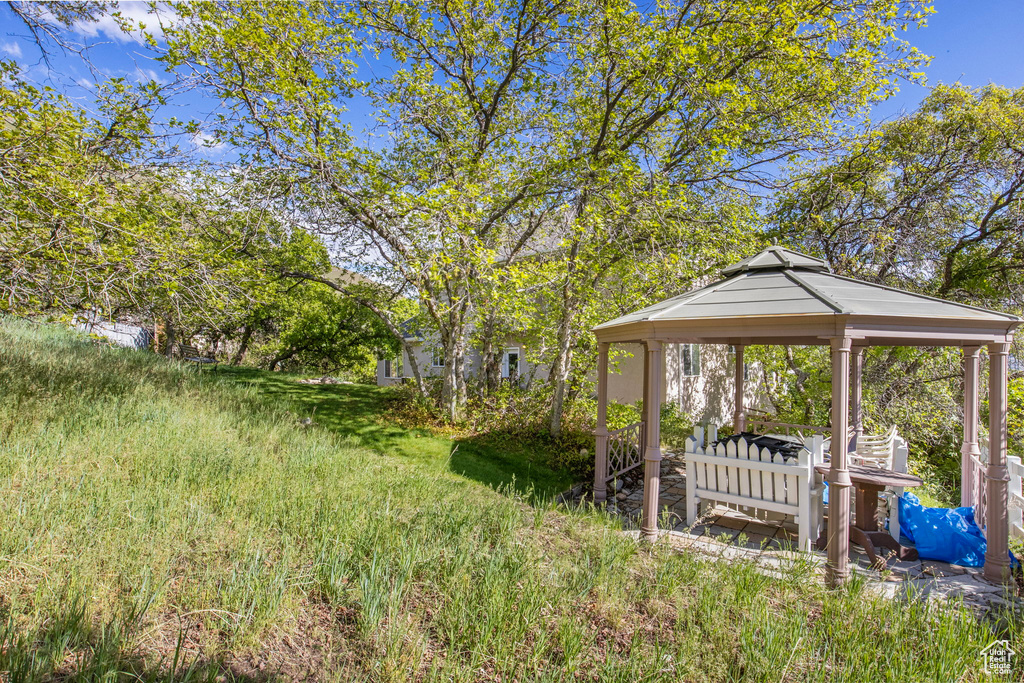 View of yard with a gazebo