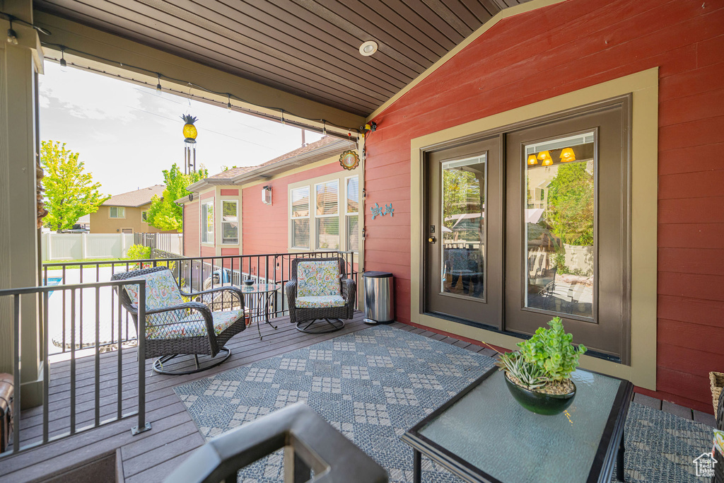 View of wooden deck