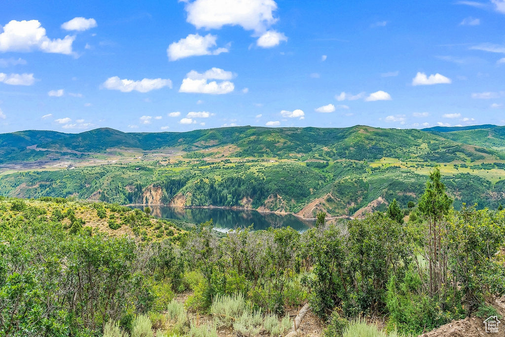 Mountain view with a large body of water