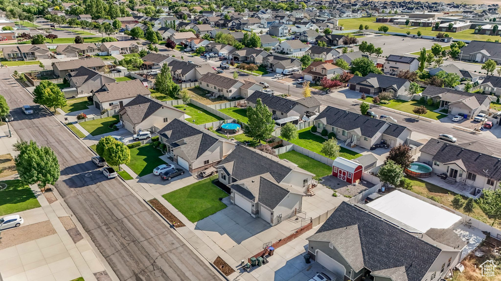 Aerial perspective of suburban area