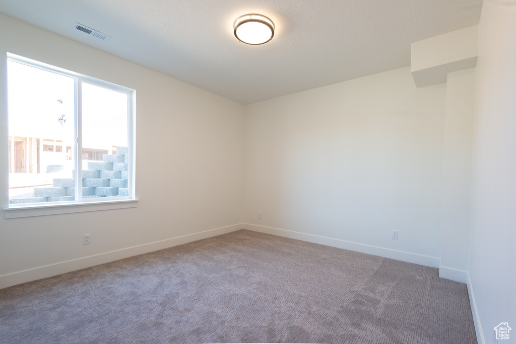 Spare room featuring light carpet