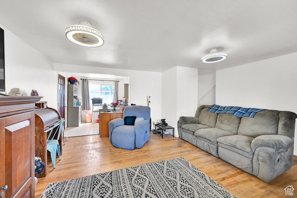 Living room featuring light wood-type flooring