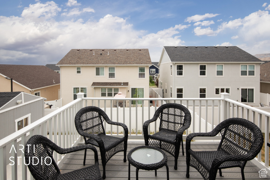 Balcony featuring a residential view