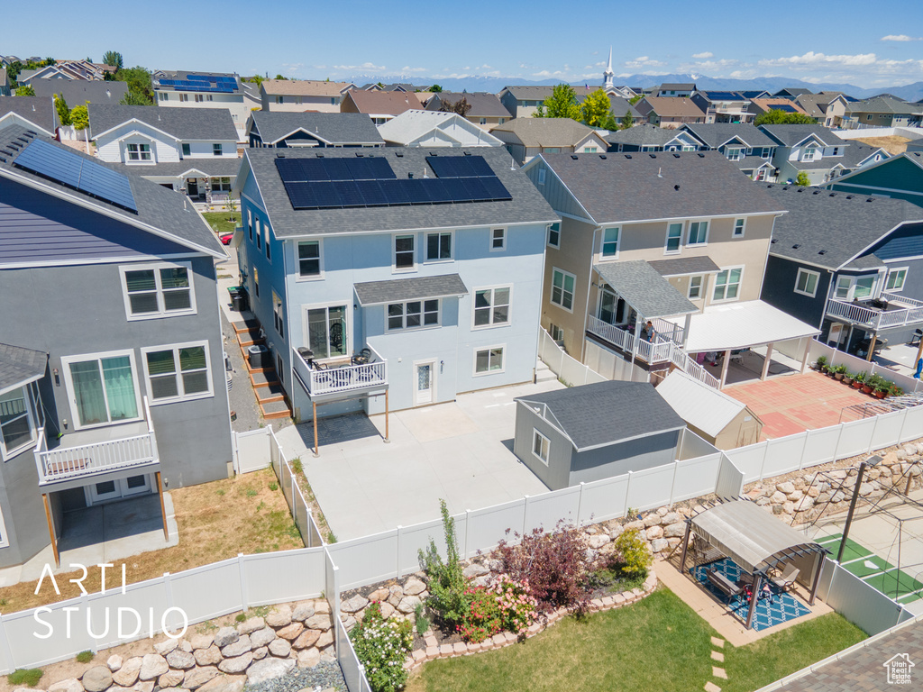 Aerial view of residential area