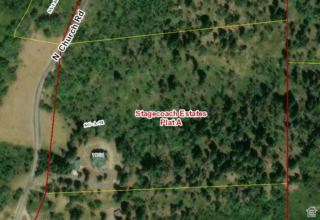 Aerial view of property's location featuring property boundaries highlighted