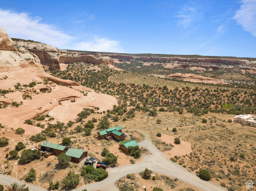 Overview of rural landscape with a desert landscape