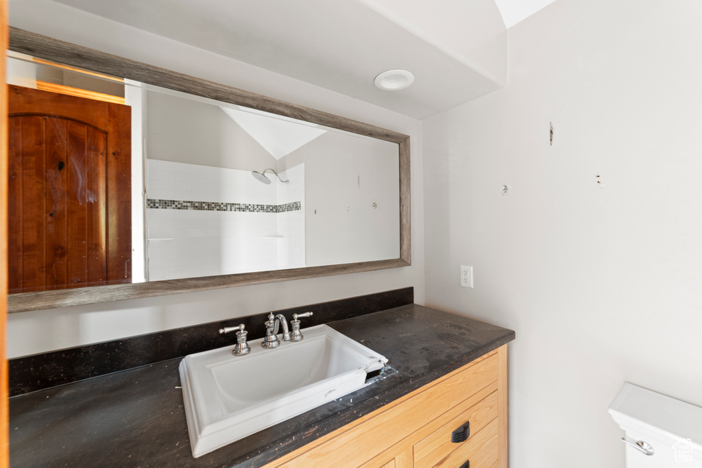 Bathroom featuring vanity and toilet