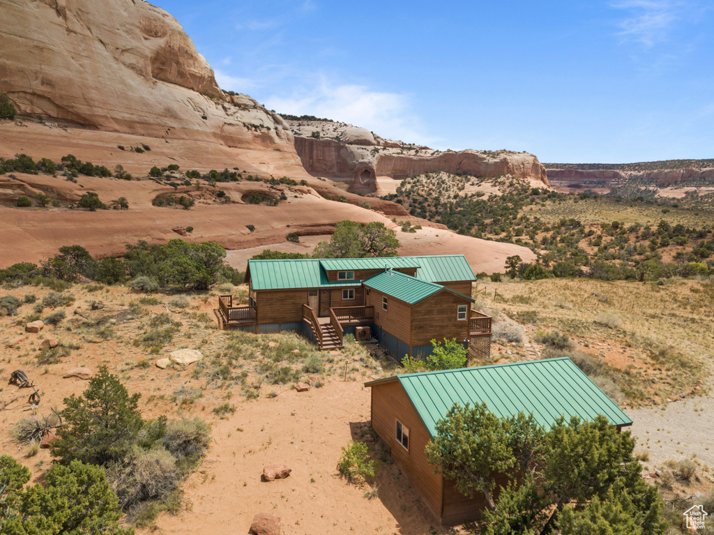 Overview of rural landscape with a desert landscape