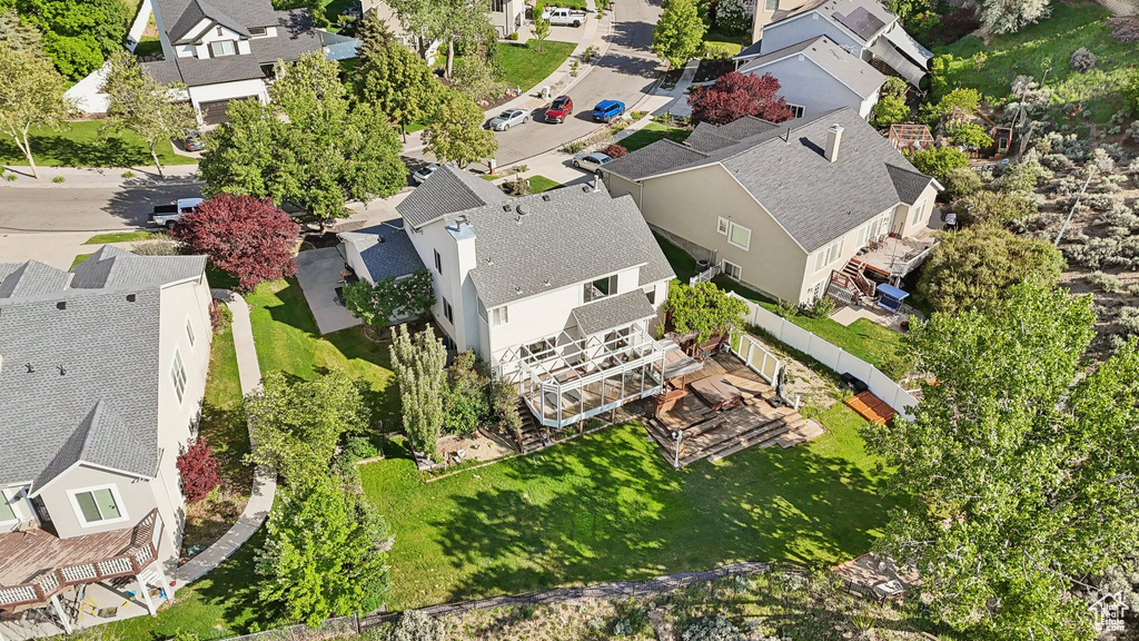 Aerial perspective of suburban area