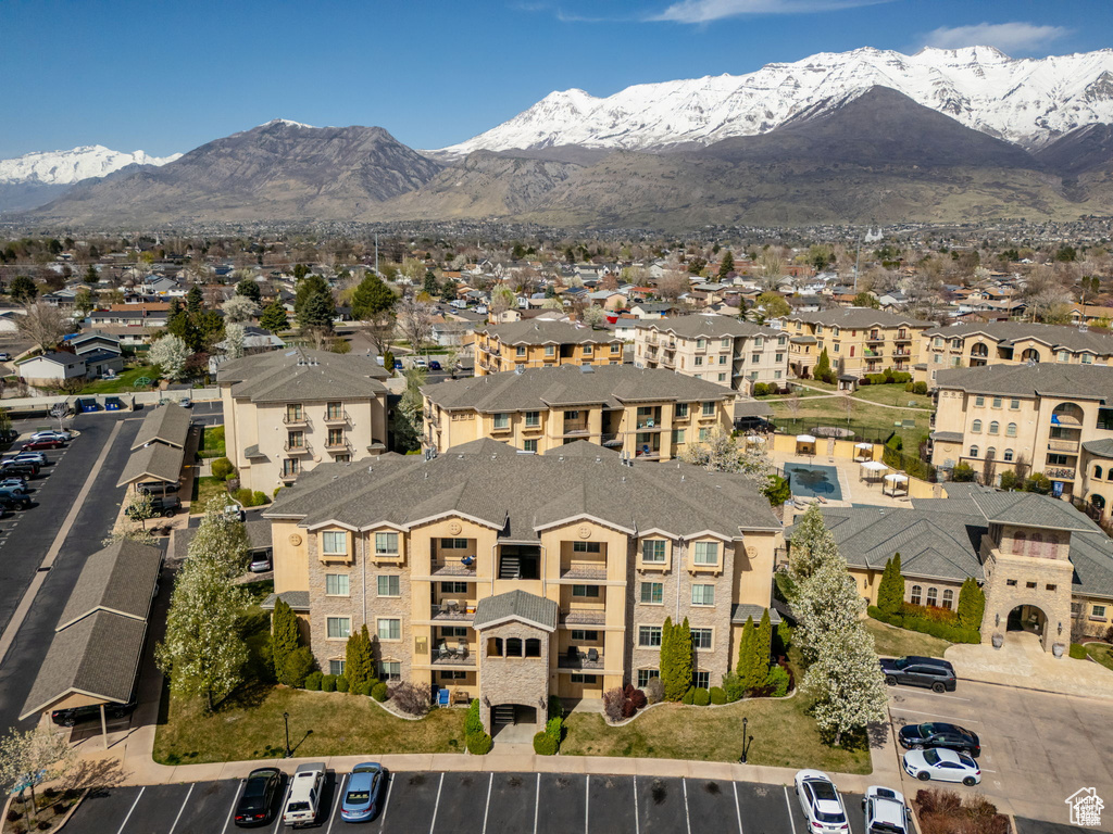Drone / aerial view of a mountainous background