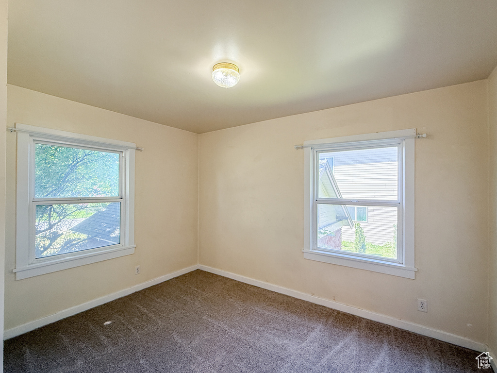 Spare room with carpet, plenty of natural light, and baseboards