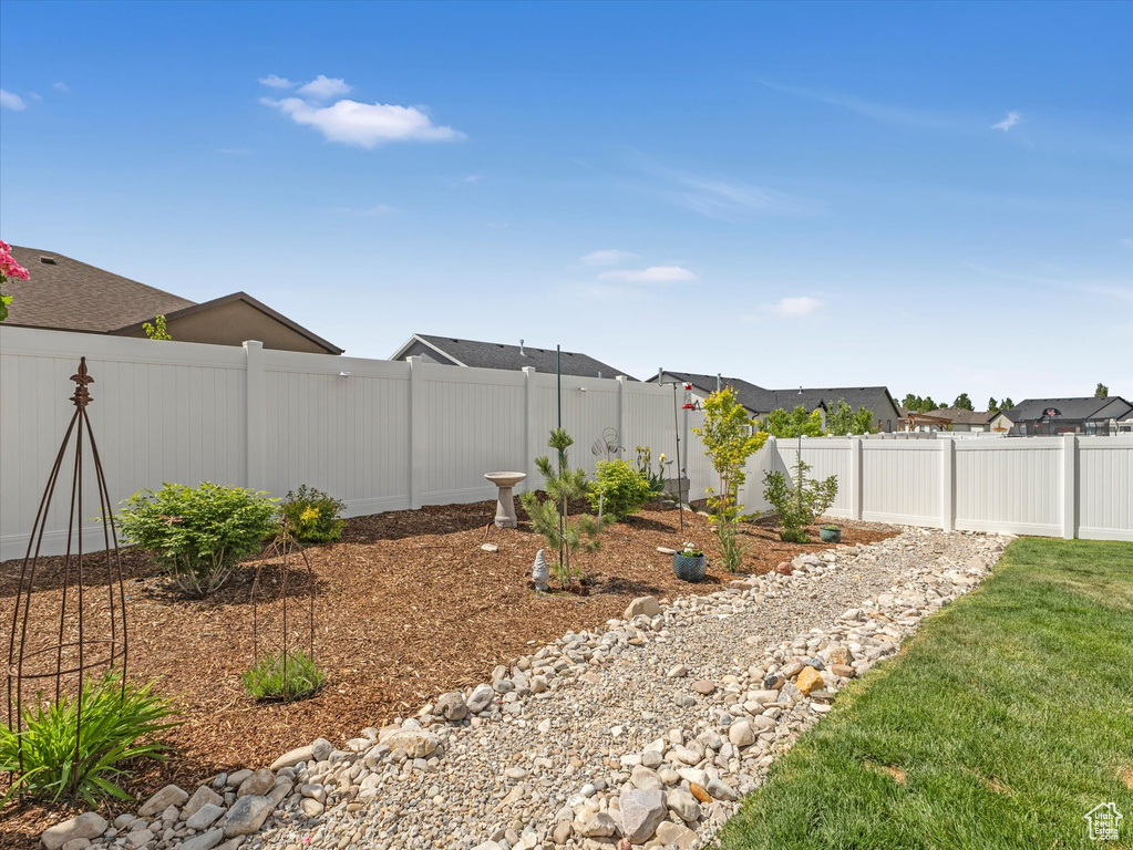 View of fenced backyard