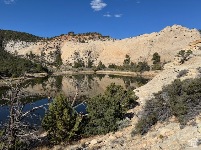 Mountain view with a large body of water