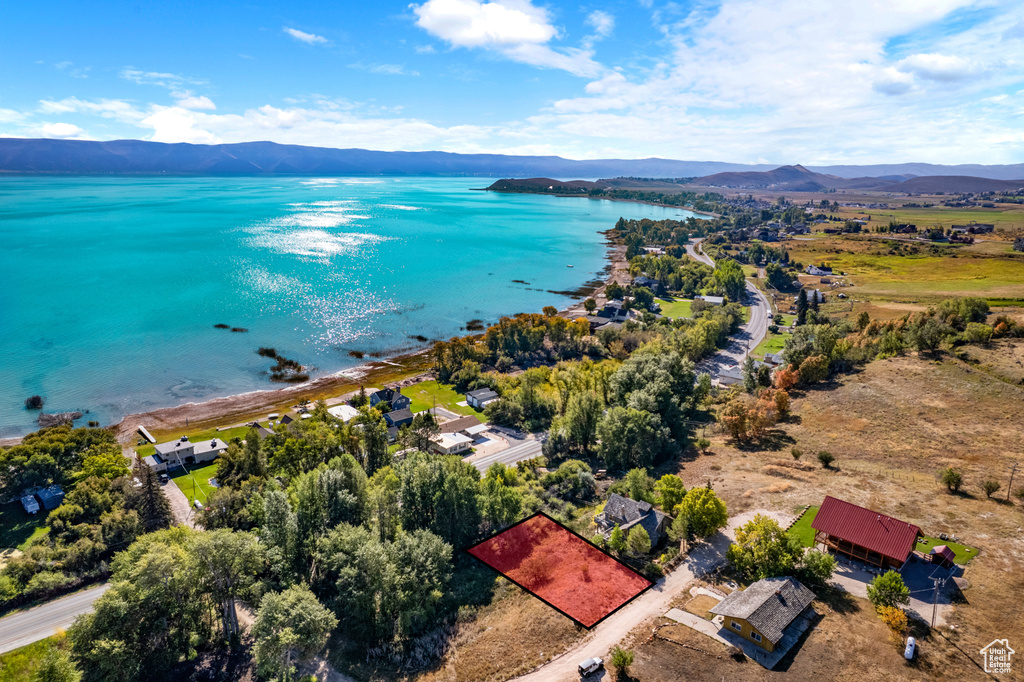 Drone / aerial view of a water and mountain view