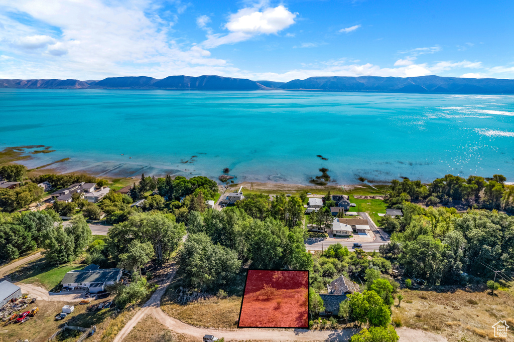 Drone / aerial view of a water and mountain view