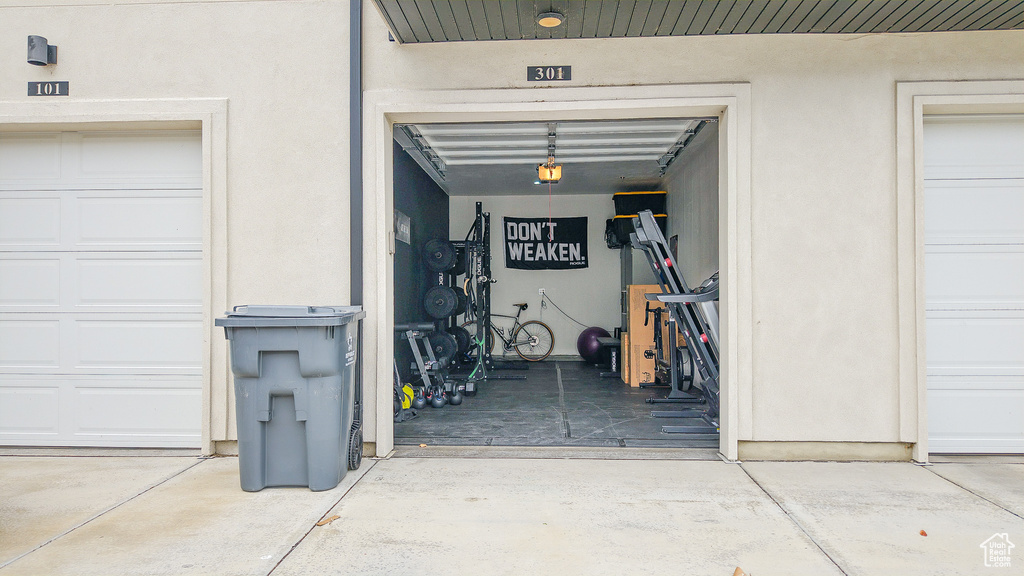 View of garage