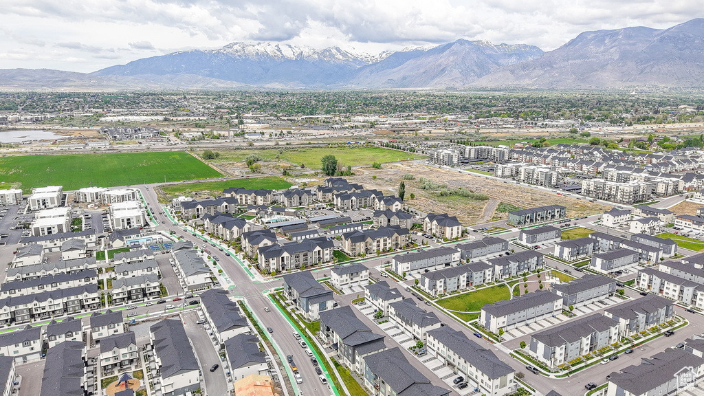 Drone / aerial view of a mountain backdrop