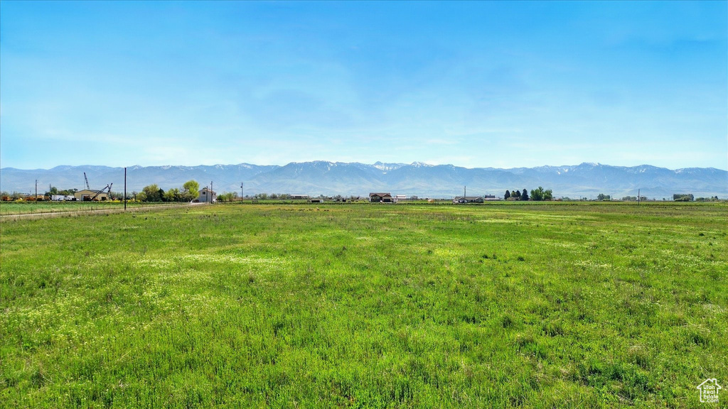 View of mountain background featuring rural landscape