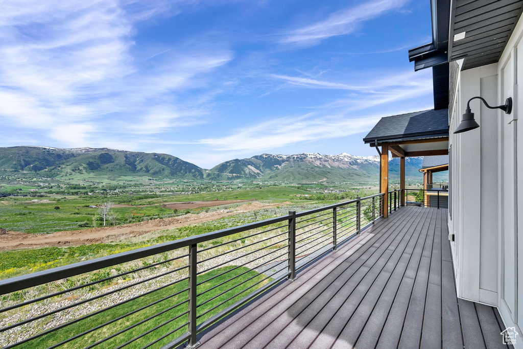 Deck featuring a mountain view