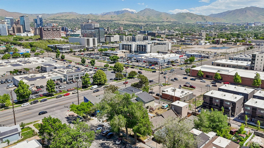 View of urban area with a mountainous background