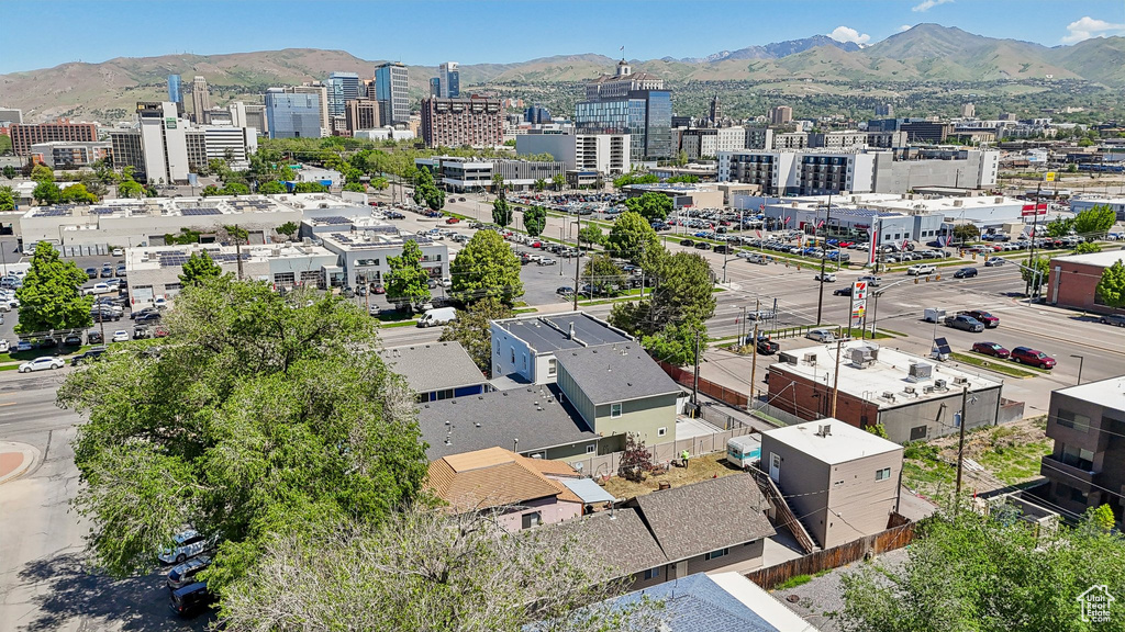 View of urban area with mountains