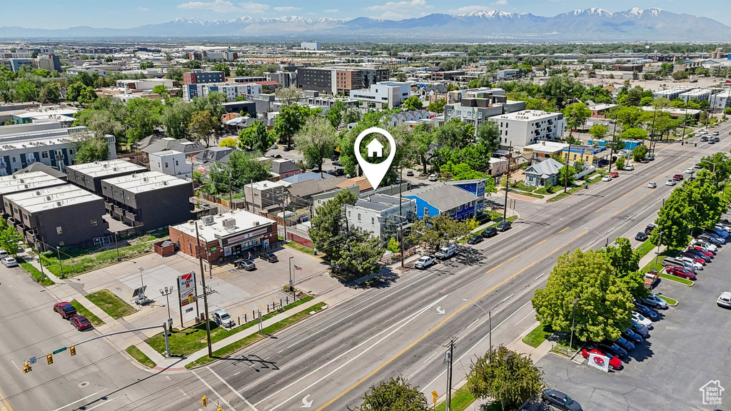 View of urban area with mountains
